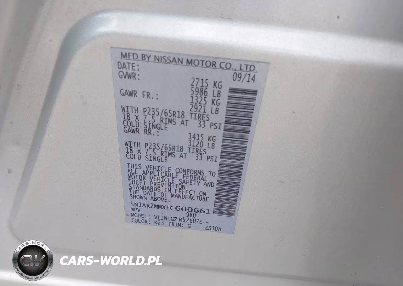 2015 Nissan Pathfinder Sl VIN:5N1AR2MMXFC600661 - 9
