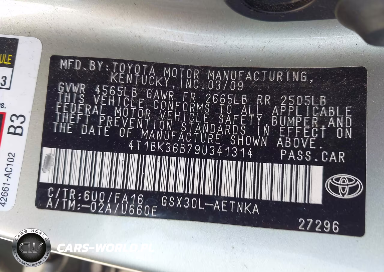 2009 Toyota Avalon Xl VIN:4T1BK36B79U341314 - 9