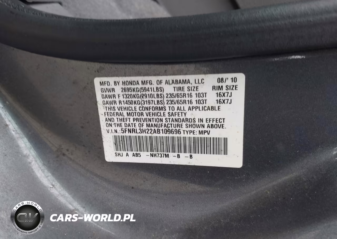 2010 Honda Odyssey Lx VIN:5FNRL3H22AB109696 - 9