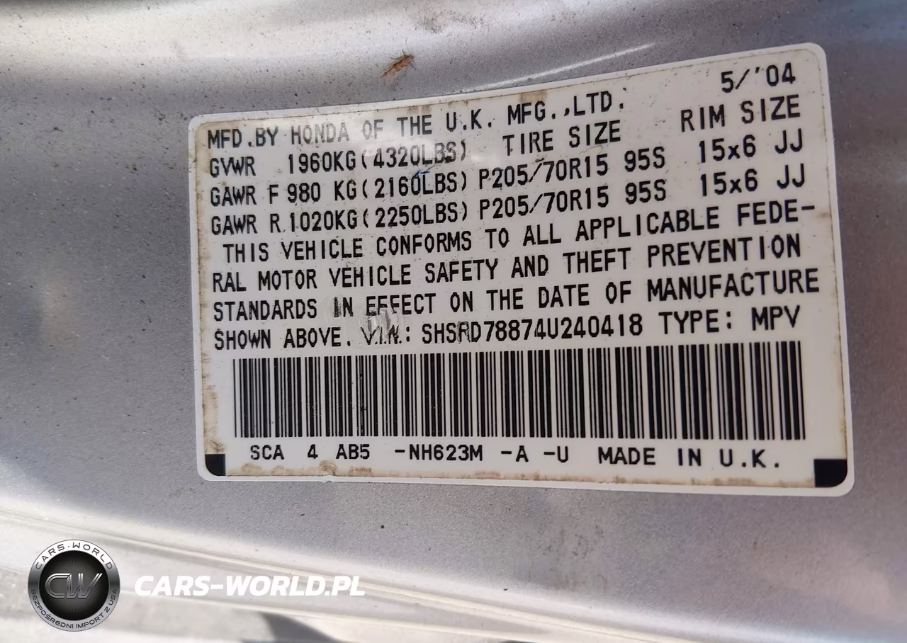 2004 Honda Cr-V Ex VIN:SHSRD78874U240418 - 9