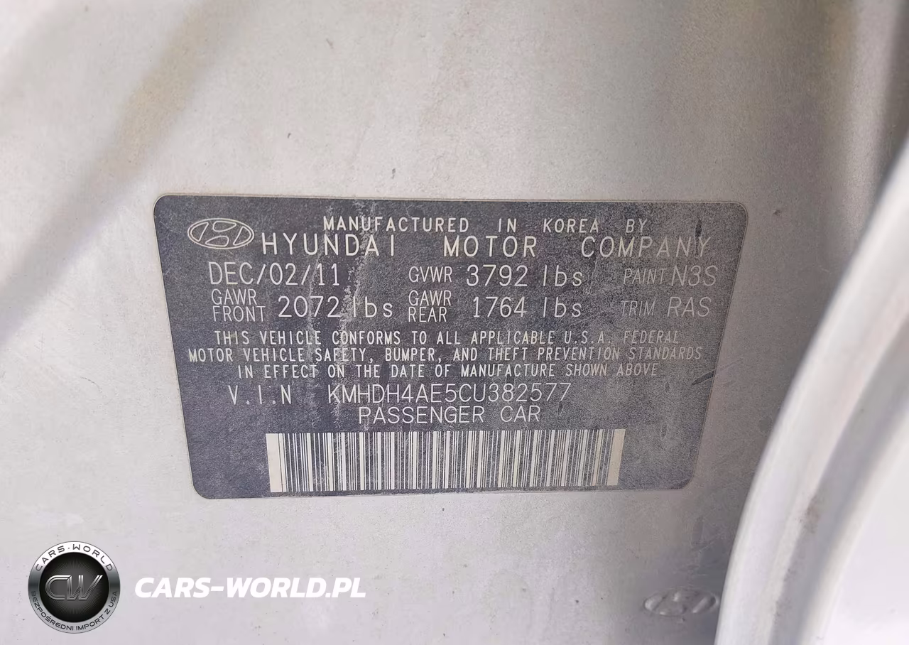 2012 Hyundai Elantra Gls (Ulsan Plant) VIN:KMHDH4AE5CU382577 - 9
