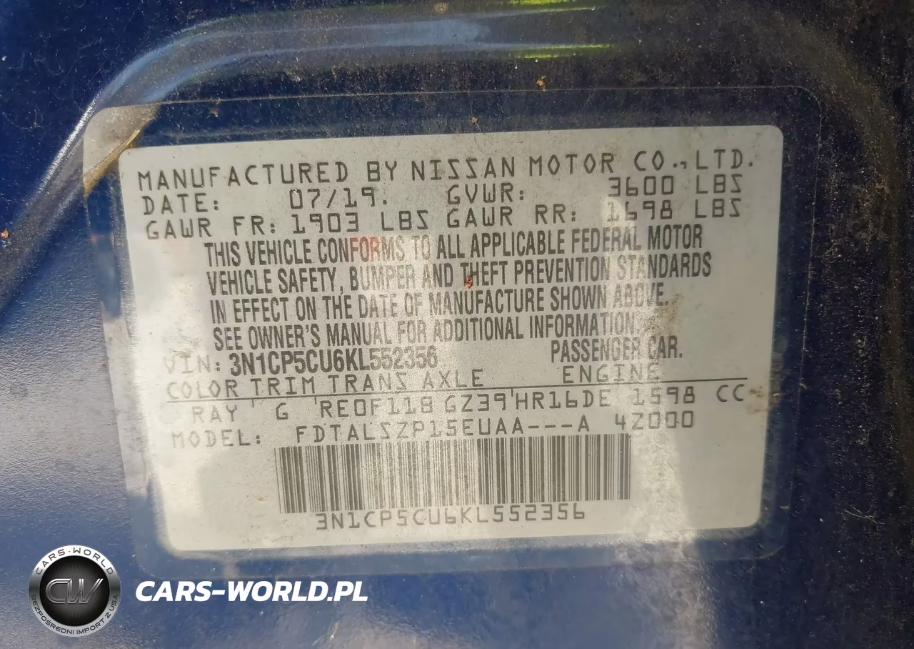 2019 Nissan Kicks Sv VIN:3N1CP5CU6KL552356 - 9