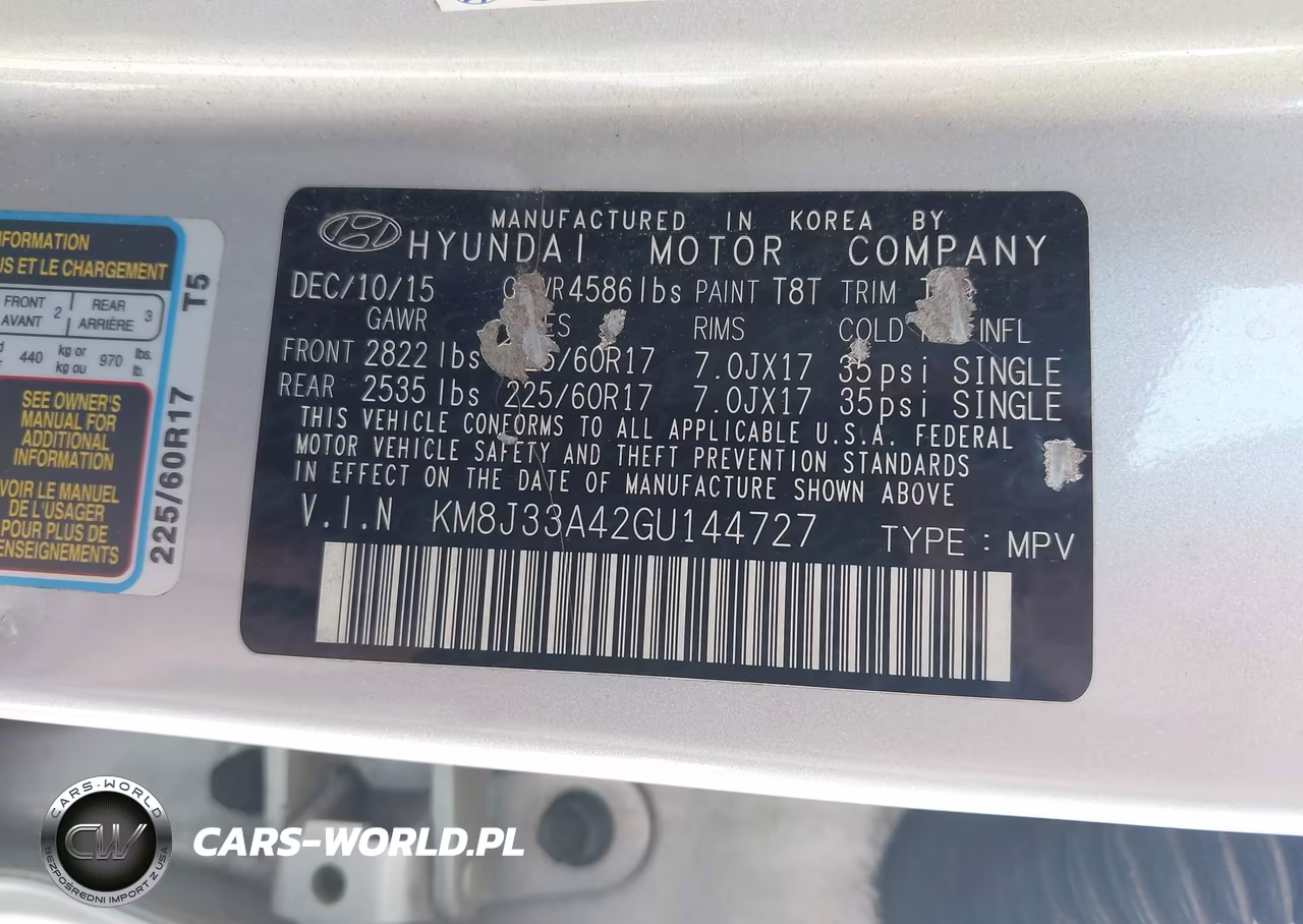 2016 Hyundai Tucson Se VIN:KM8J33A42GU144727 - 9