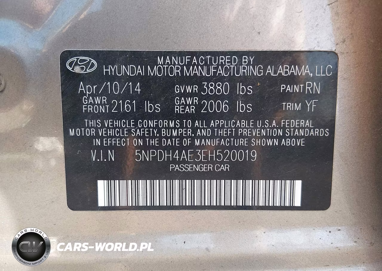 2014 Hyundai Elantra Se VIN:5NPDH4AE3EH520019 - 9