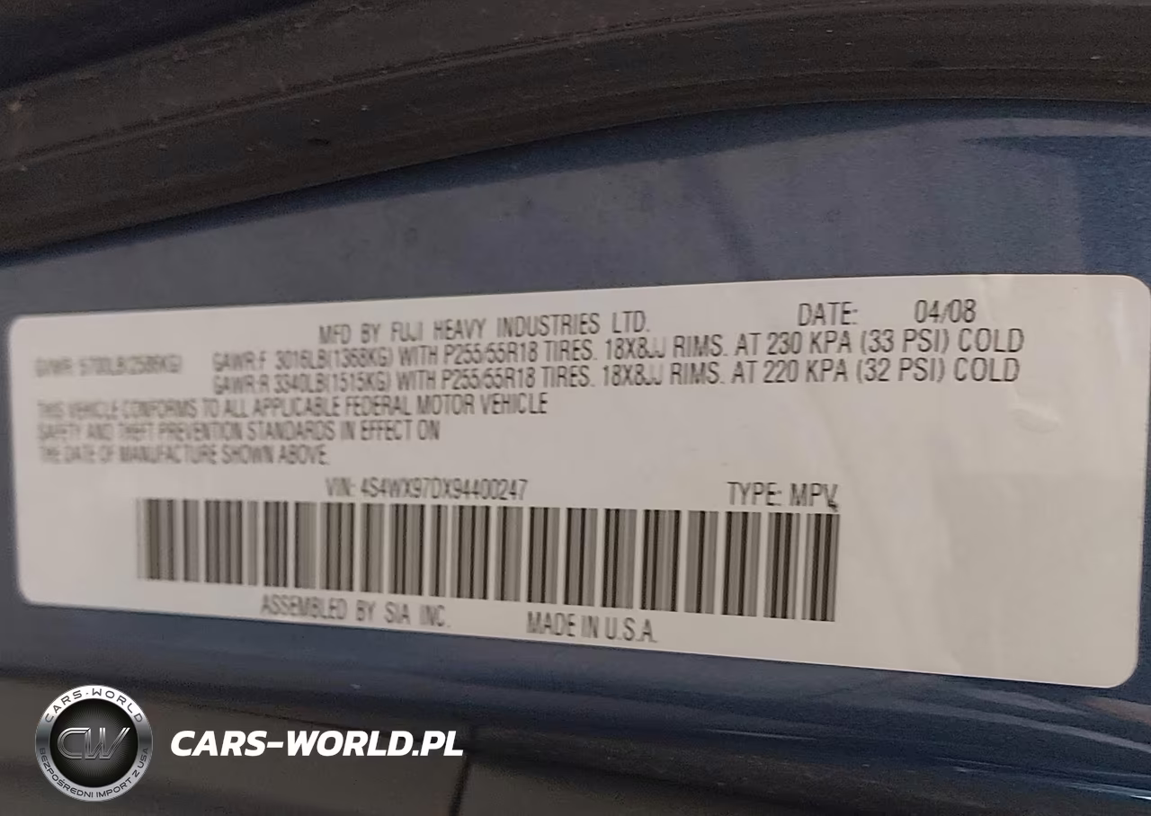 2009 Subaru Tribeca Limited 7-Passenger-Special Edition 7-Passenger VIN:4S4WX97DX94400247 - 9