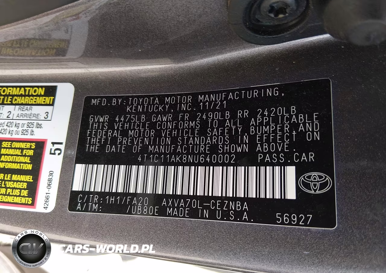 2022 Toyota Camry Le VIN:4T1C11AK8NU640002 - 9