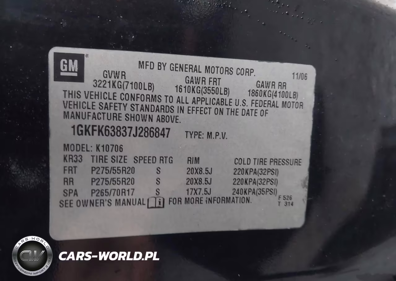 2007 GMC Yukon Denali Denali VIN:1GKFK63837J286847 - 9