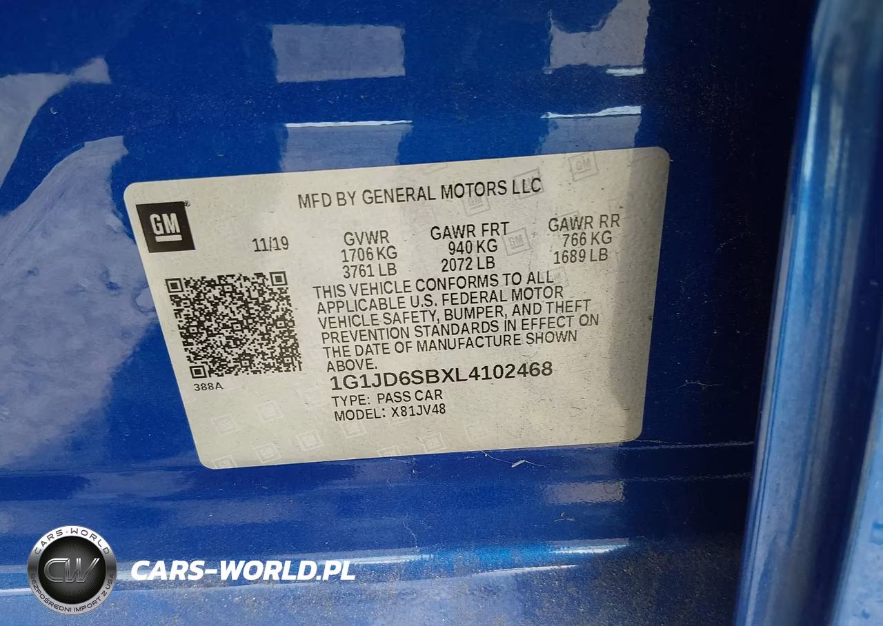 2020 Chevrolet Sonic Fwd Lt 5-Door VIN:1G1JD6SBXL4102468 - 9