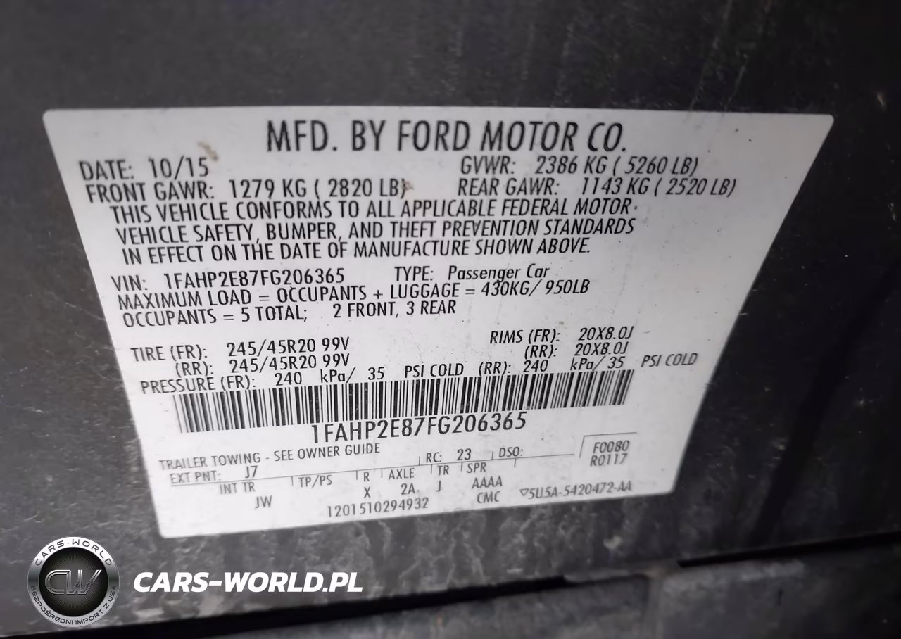 2015 Ford Taurus Sel VIN:1FAHP2E87FG206365 - 9