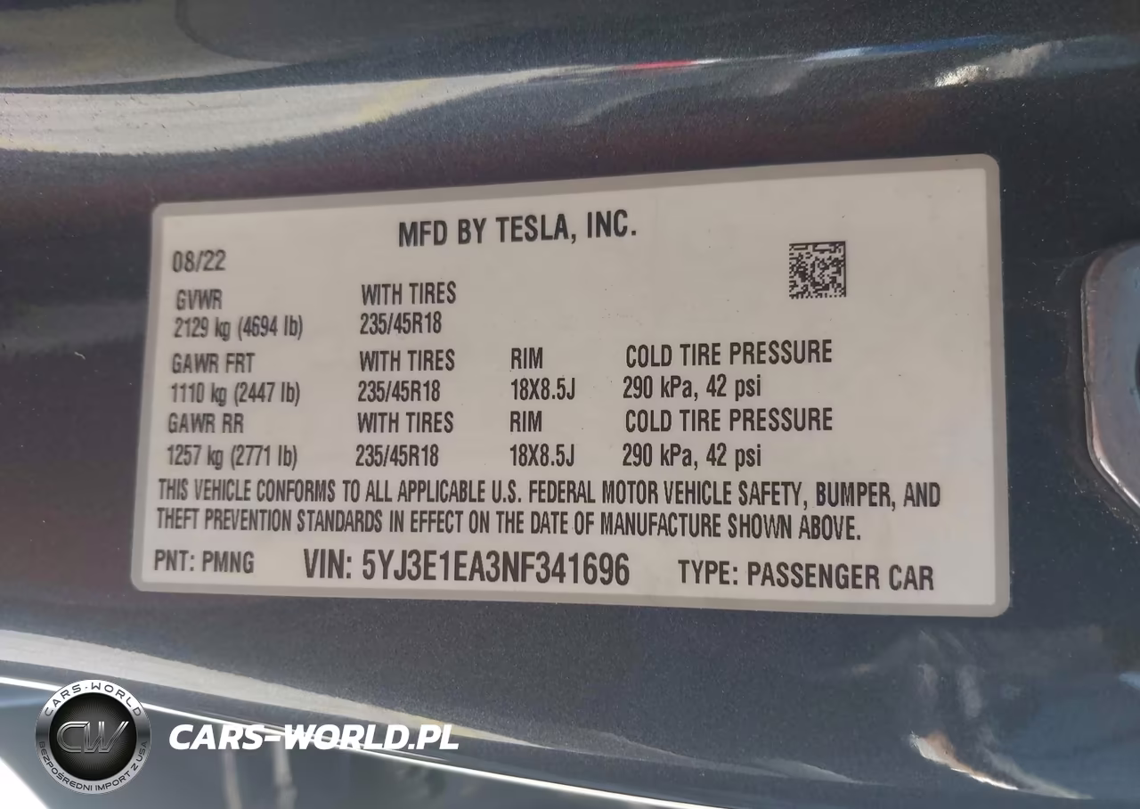 2022 Tesla Model 3 Rear-Wheel Drive VIN:5YJ3E1EA3NF341696 - 9