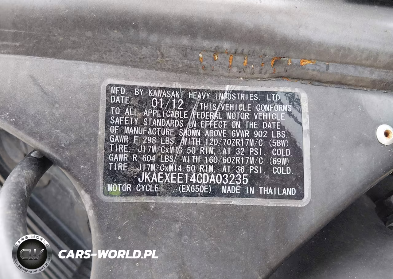 2012 Kawasaki Ex650 Ec VIN:JKAEXEE14CDA03235 - 10