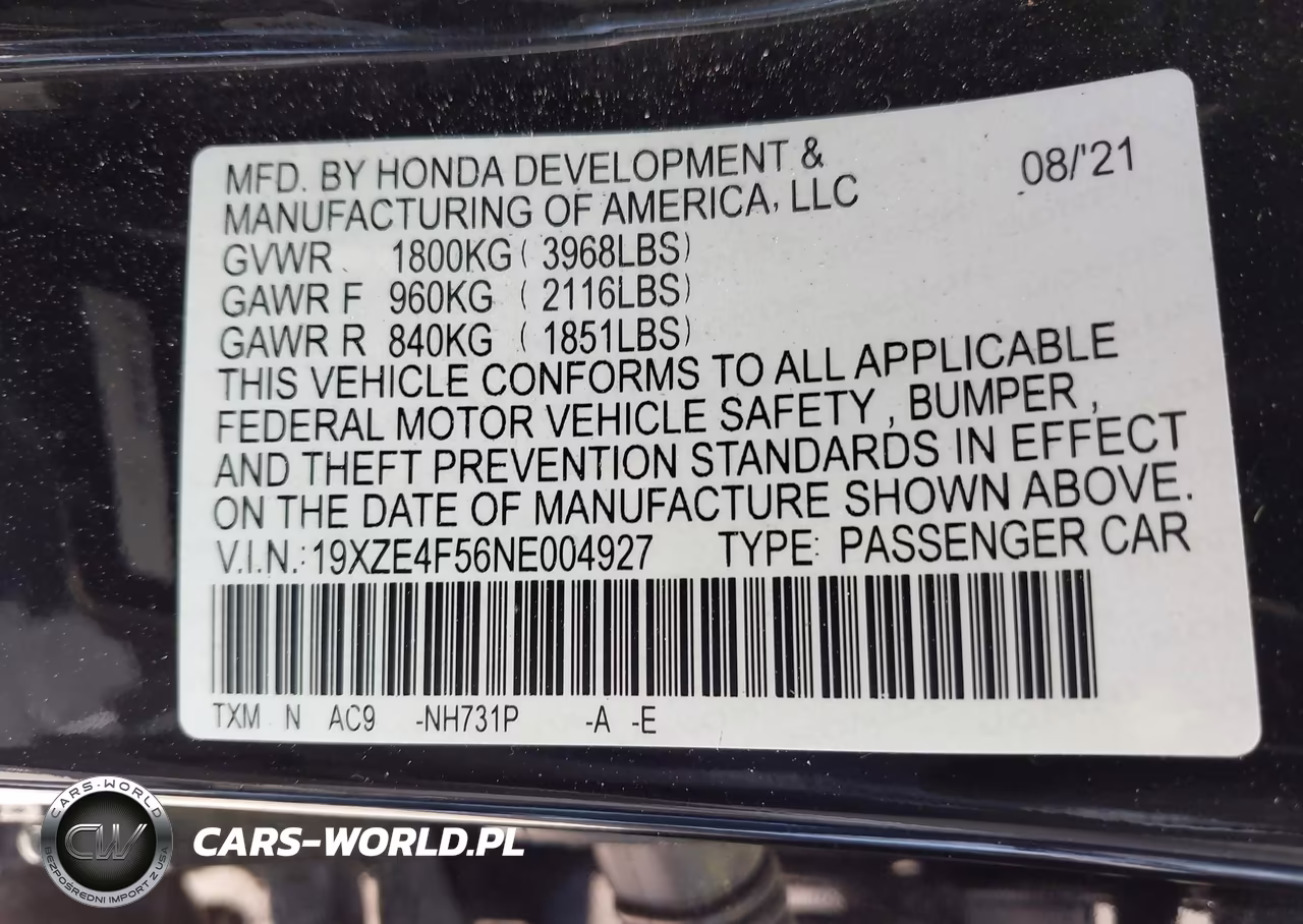 2022 Honda Insight Ex VIN:19XZE4F56NE004927 - 9