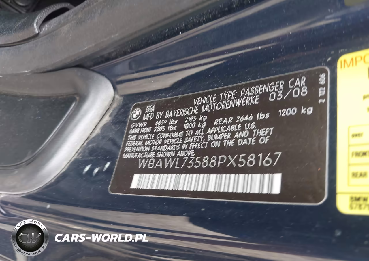 2008 BMW 335I VIN:WBAWL73588PX58167 - 9