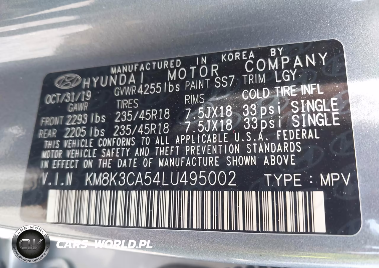 2020 Hyundai Kona Limited VIN:KM8K3CA54LU495002 - 9