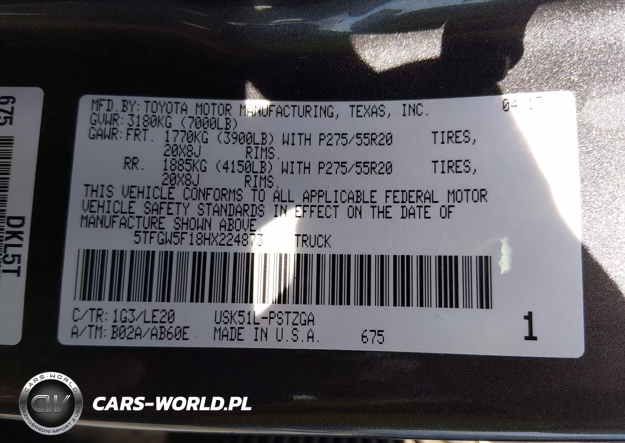 2017 Toyota Tundra Platinum 5.7L V8 VIN:5TFGW5F18HX224873 - 9