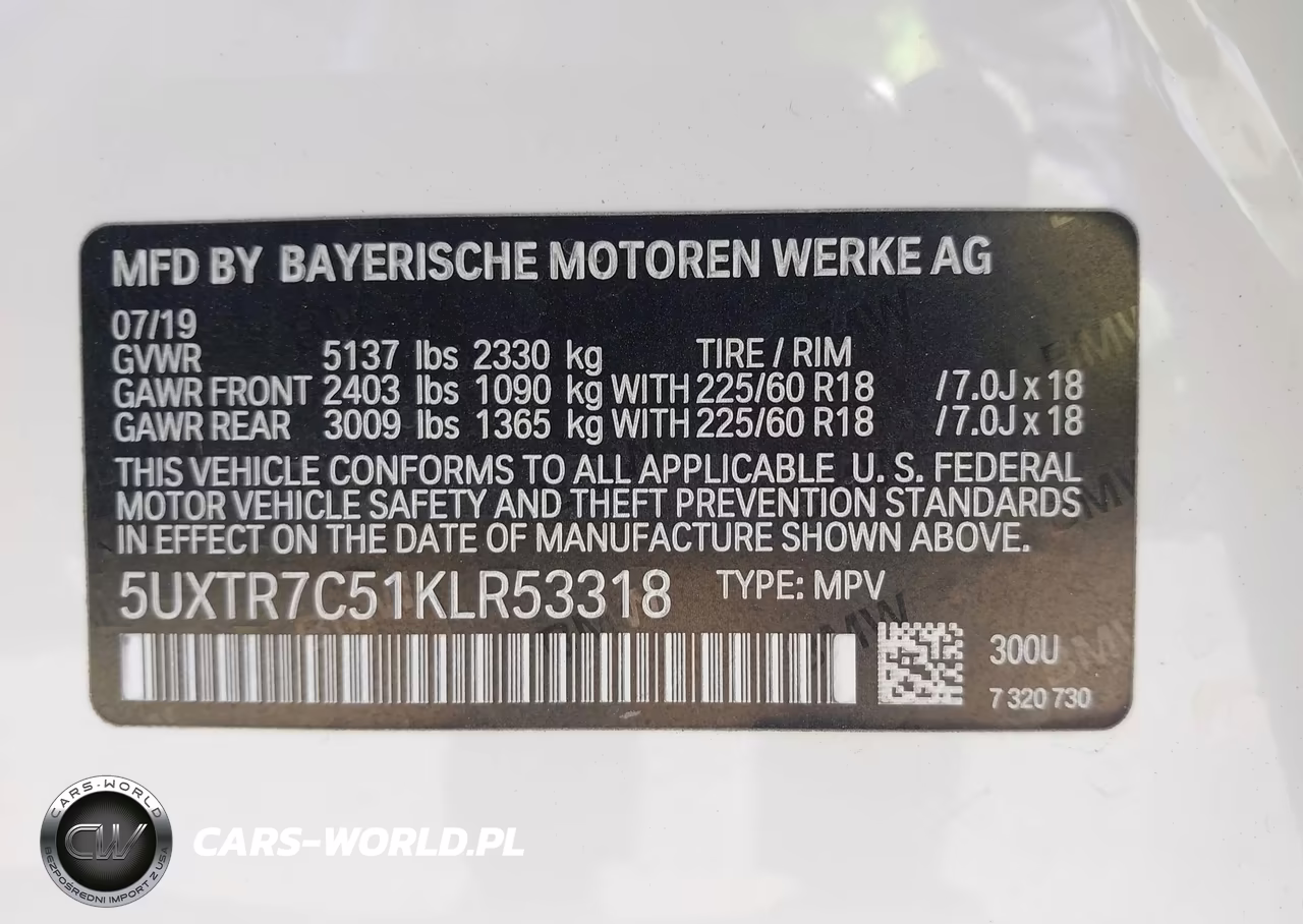 2019 BMW X3 Sdrive30I VIN:5UXTR7C51KLR53318 - 9