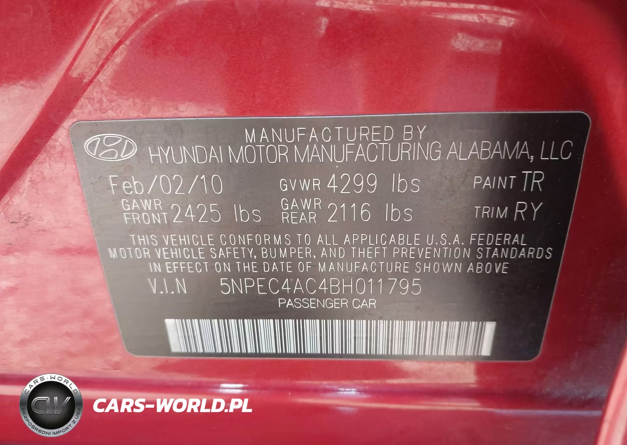 2011 Hyundai Sonata Se VIN:5NPEC4AC4BH011795 - 9