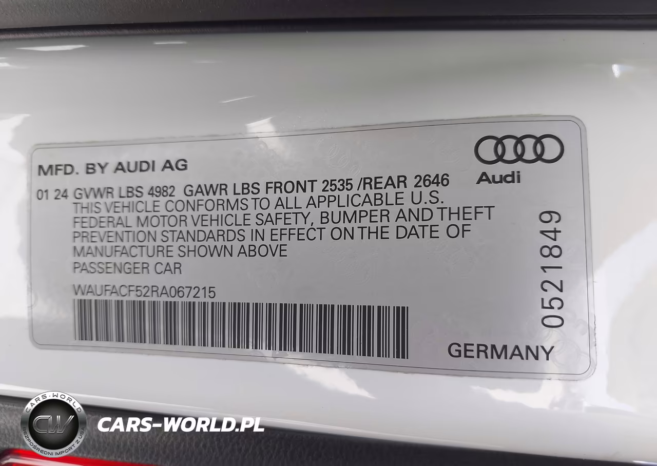 2024 Audi A5 Sportback Premium Plus 45 Tfsi Quattro S Tronic VIN:WAUFACF52RA067215 - 9