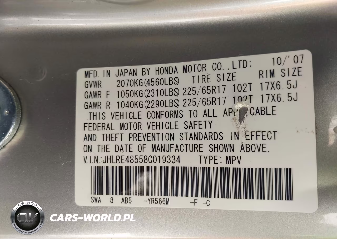 2008 Honda Cr-V Ex VIN:JHLRE48558C019334 - 9