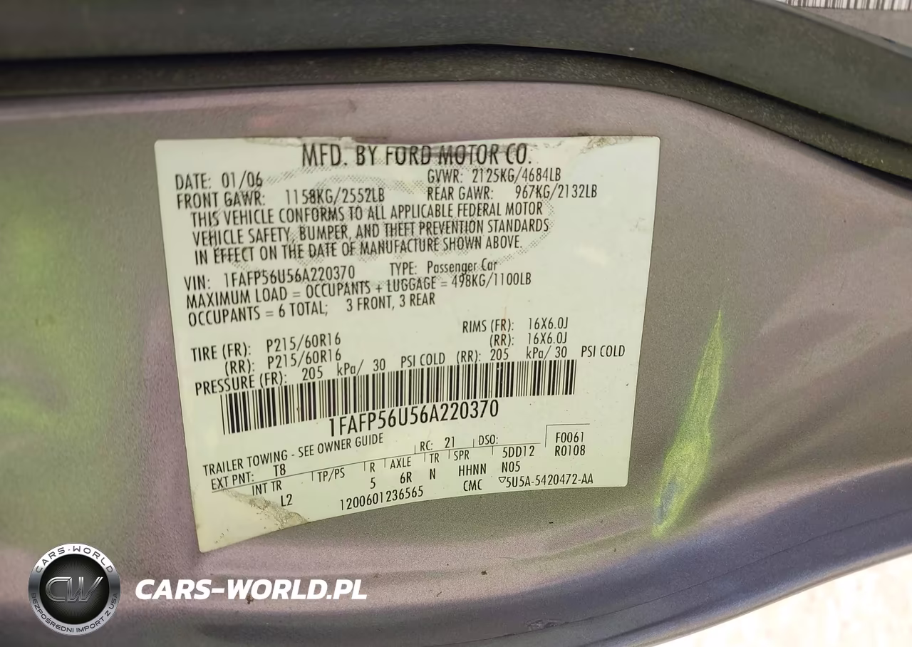 2006 Ford Taurus Sel VIN:1FAFP56U56A220370 - 9