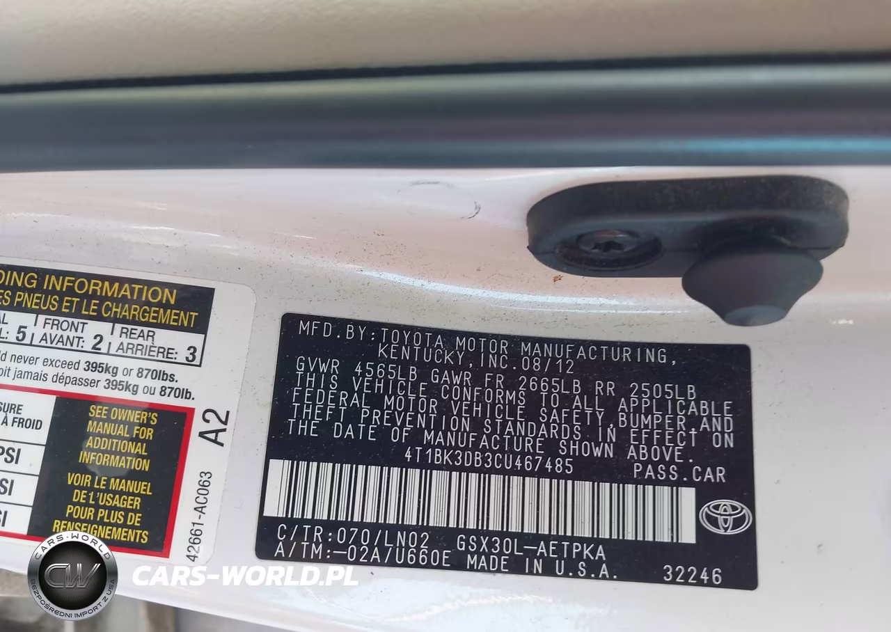 2012 Toyota Avalon Limited VIN:4T1BK3DB3CU467485 - 9