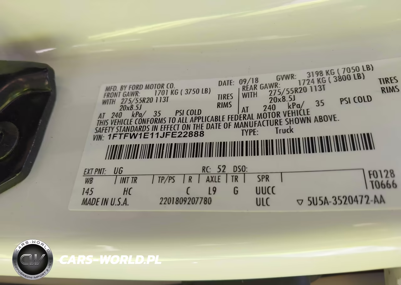 2018 Ford F-150 Lariat VIN:1FTFW1E11JFE22888 - 9