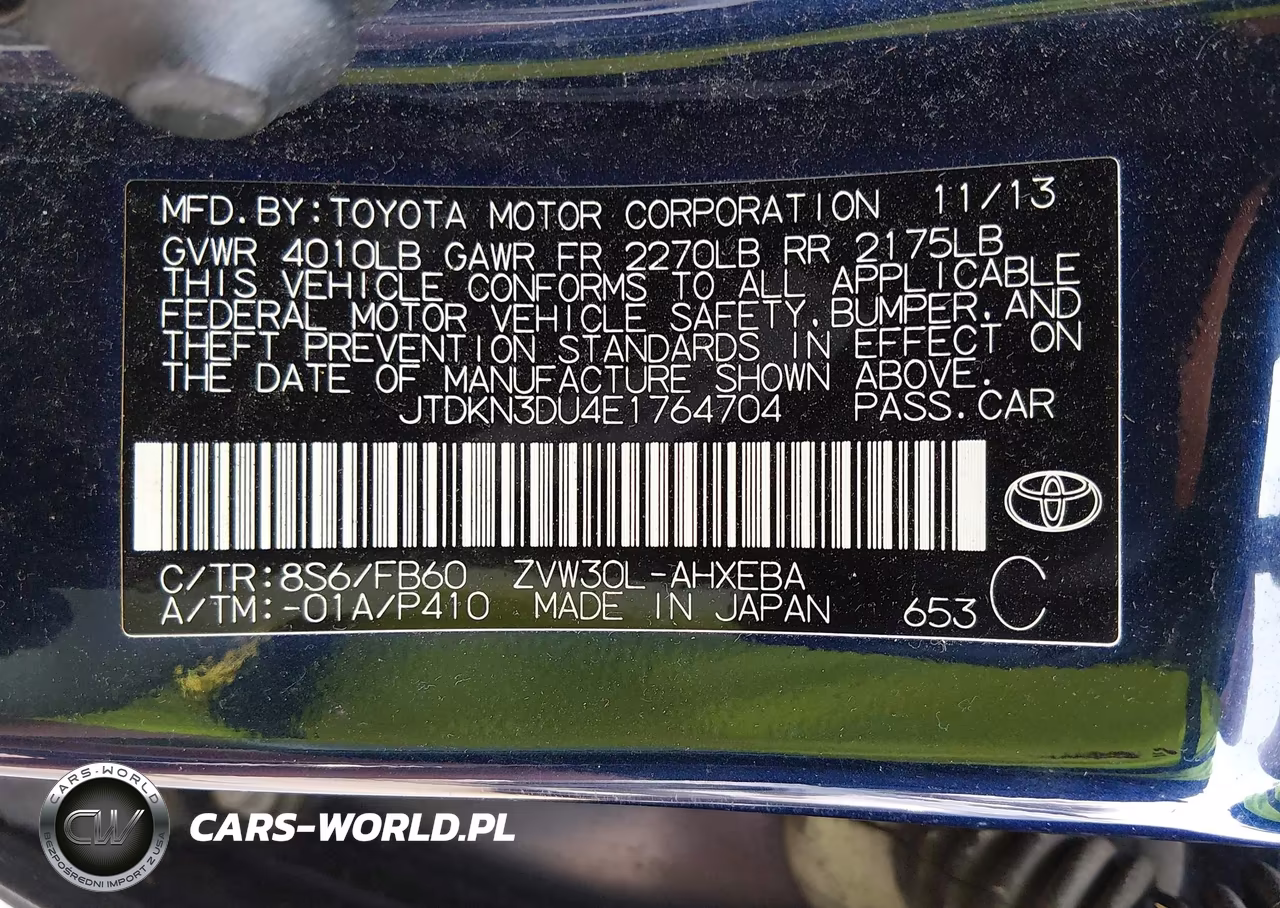 2014 Toyota Prius Two VIN:JTDKN3DU4E1764704 - 9