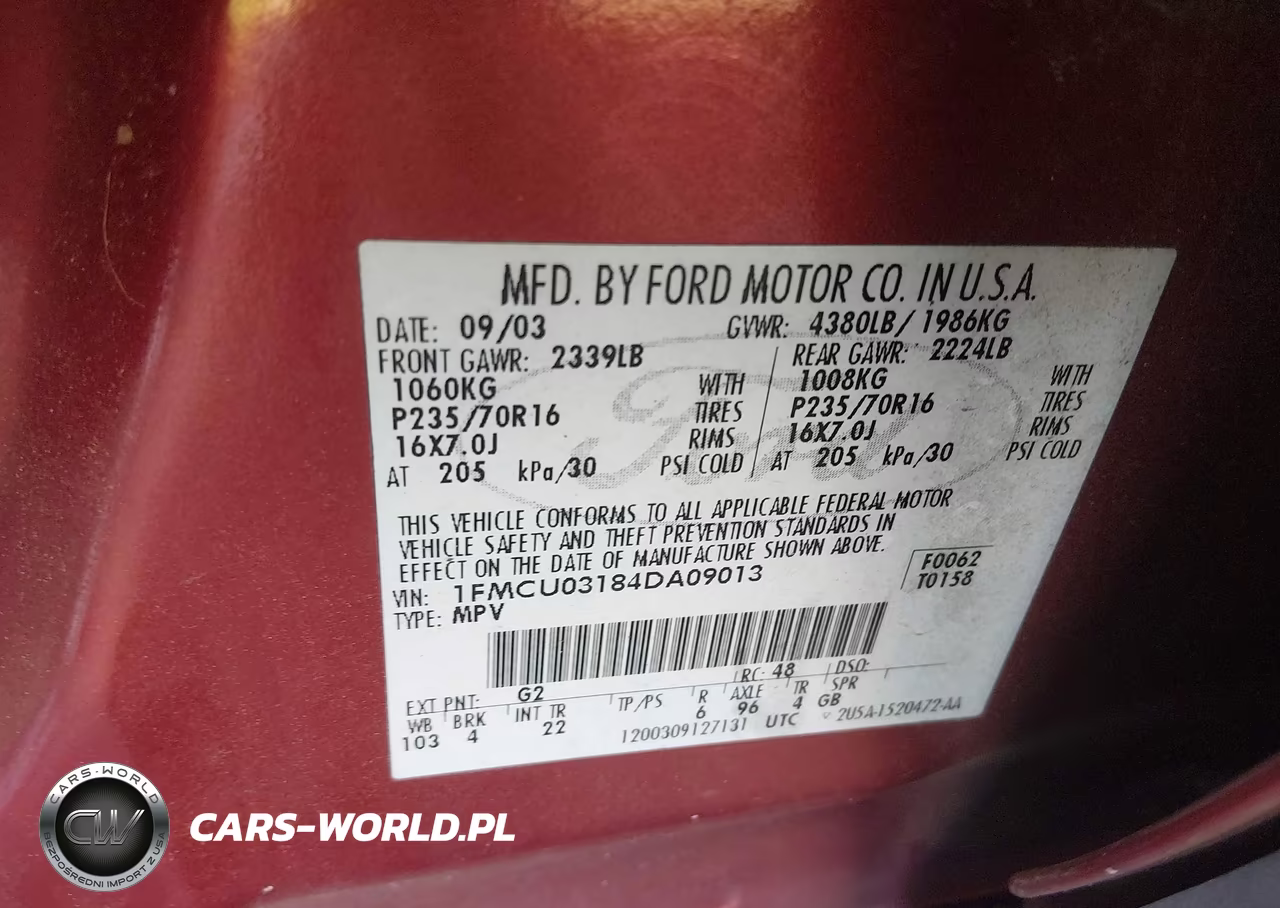 2004 Ford Escape Xlt VIN:1FMCU03184DA09013 - 9