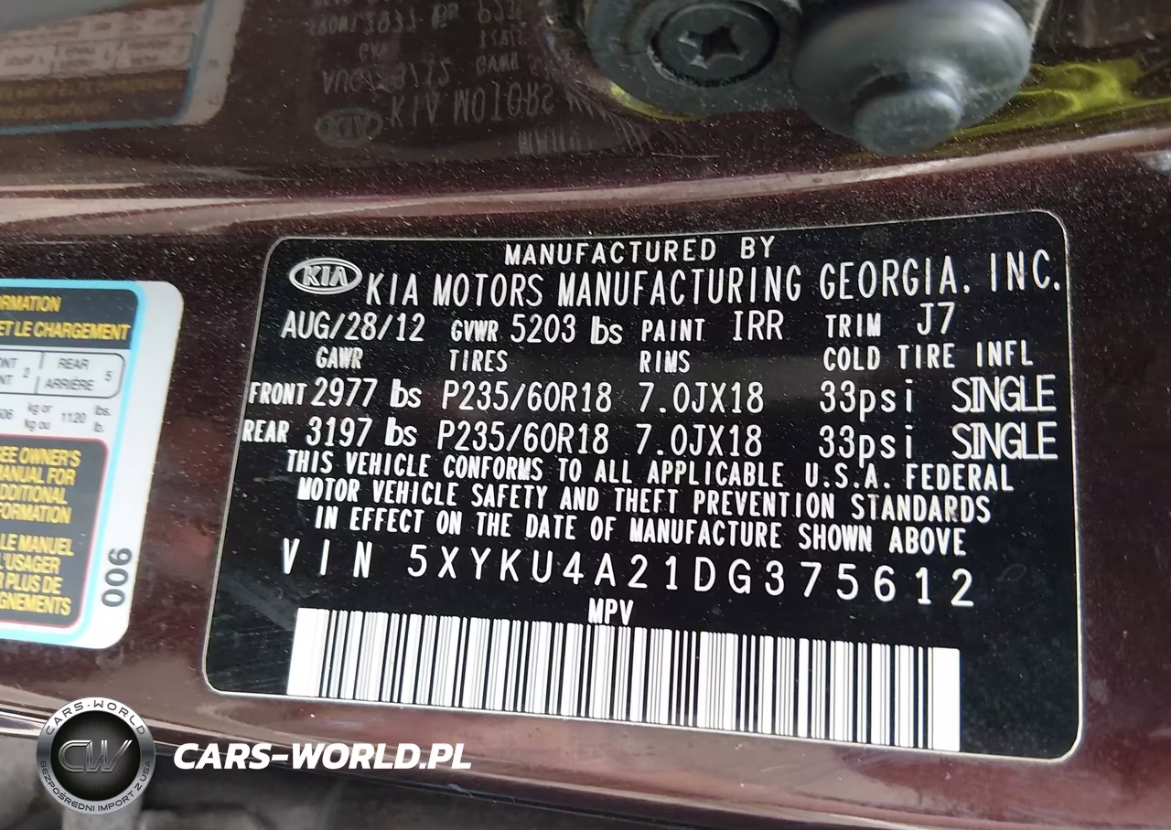 2013 Kia Sorento Ex V6 VIN:5XYKU4A21DG375612 - 9