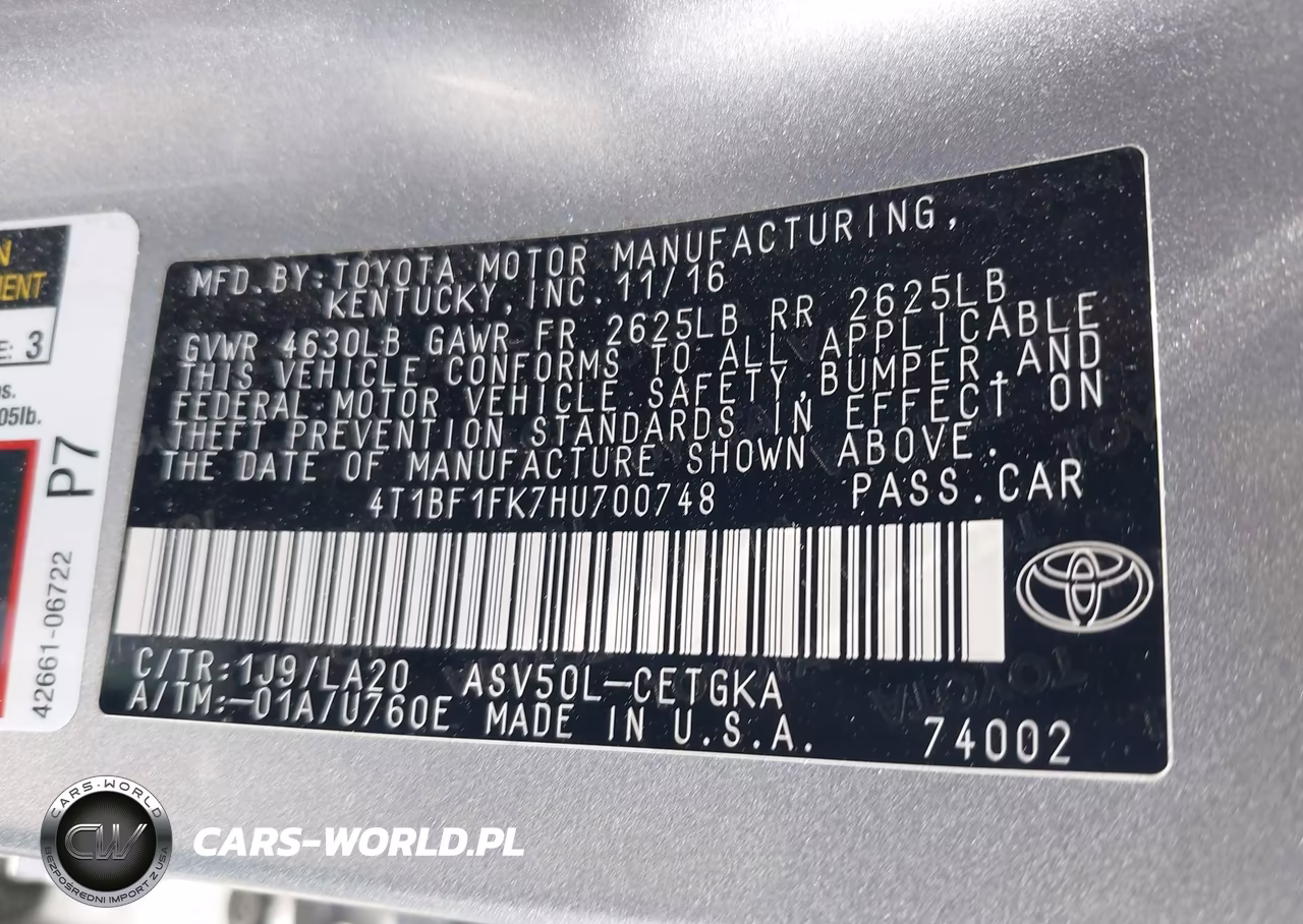 2017 Toyota Camry Xle VIN:4T1BF1FK7HU700748 - 9