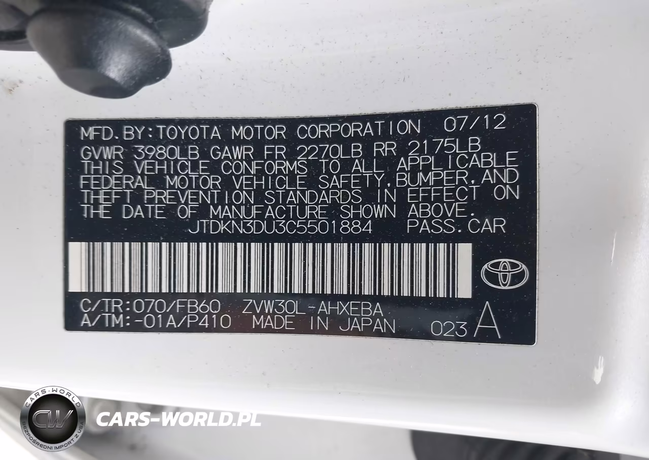 2012 Toyota Prius Three VIN:JTDKN3DU3C5501884 - 9