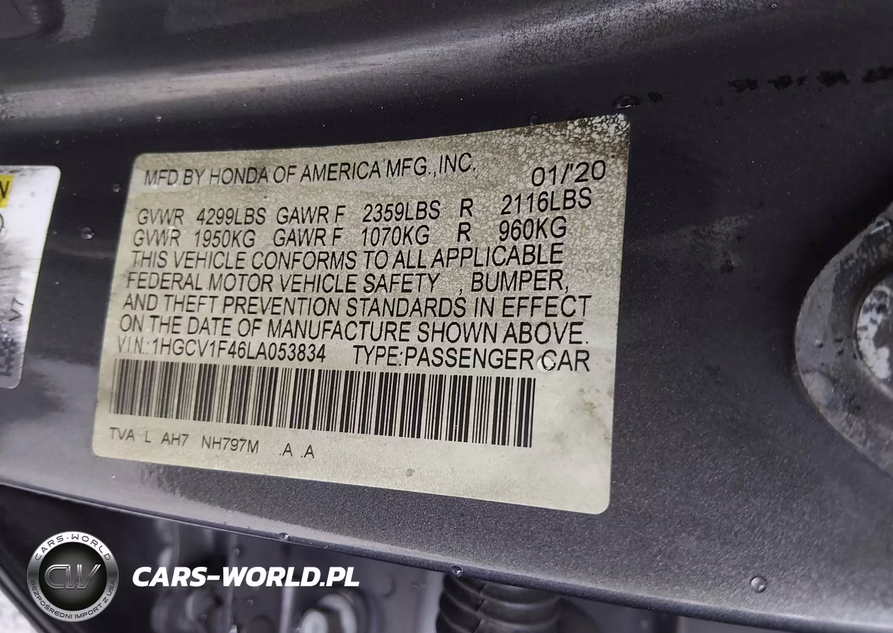 2020 Honda Accord Ex VIN:1HGCV1F46LA053834 - 9
