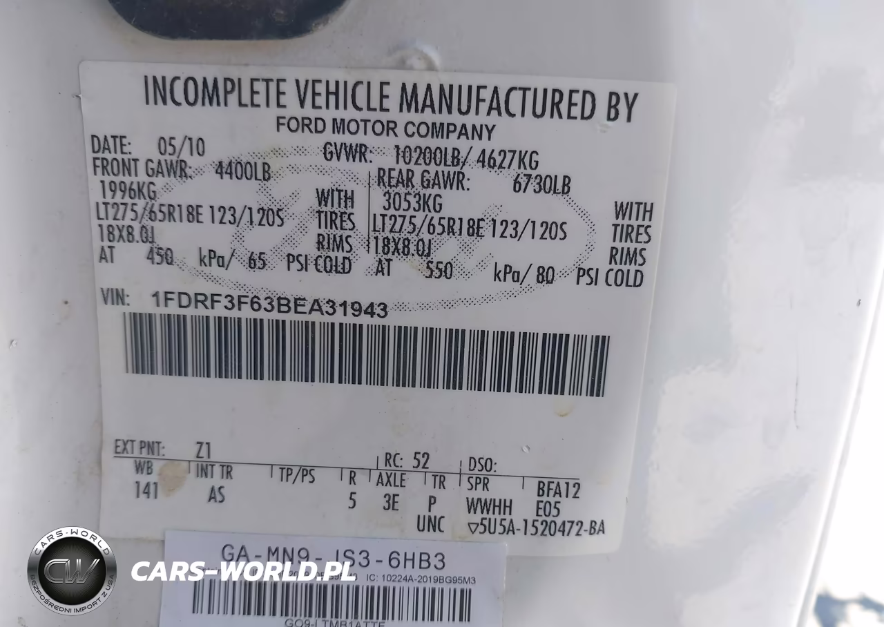 2011 Ford F-350 Chassis Xl VIN:1FDRF3F63BEA31943 - 9