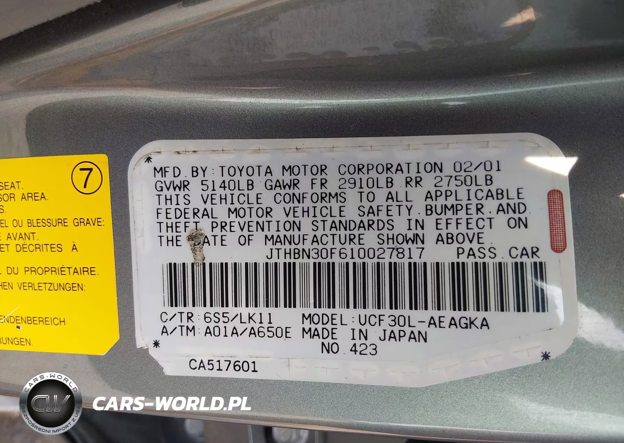 2001 Lexus Ls 430 VIN:JTHBN30F610027817 - 9