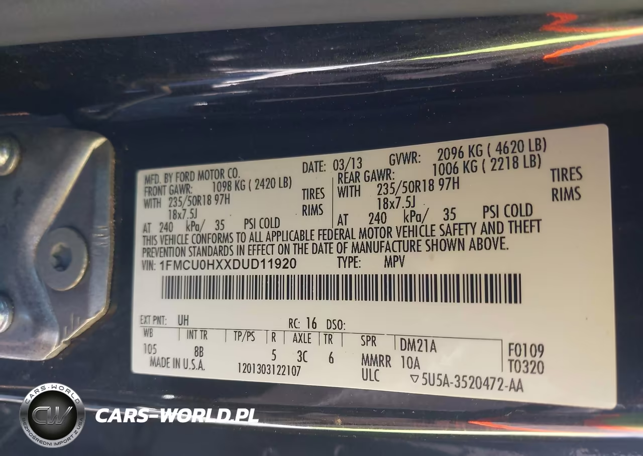 2013 Ford Escape Sel VIN:1FMCU0HXXDUD11920 - 9
