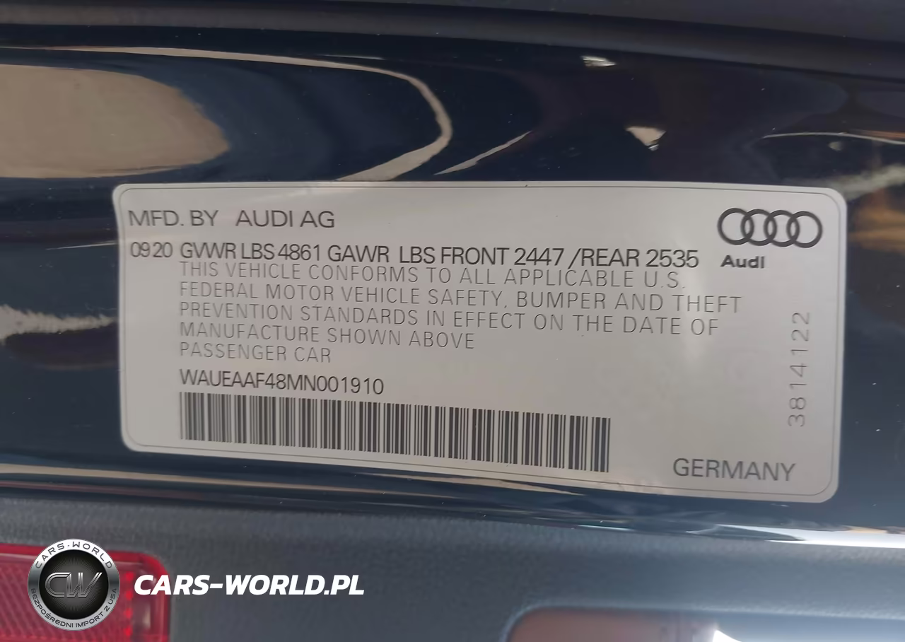2021 Audi A4 Premium Plus 45 Tfsi S Line Quattro S Tronic VIN:WAUEAAF48MN001910 - 9