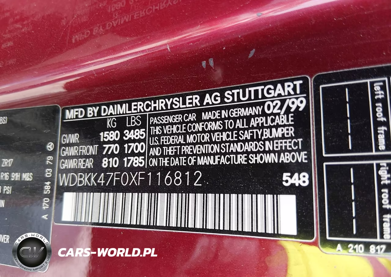 1999 Mercedes-Benz Slk 230 Kompressor VIN:WDBKK47F0XF116812 - 9