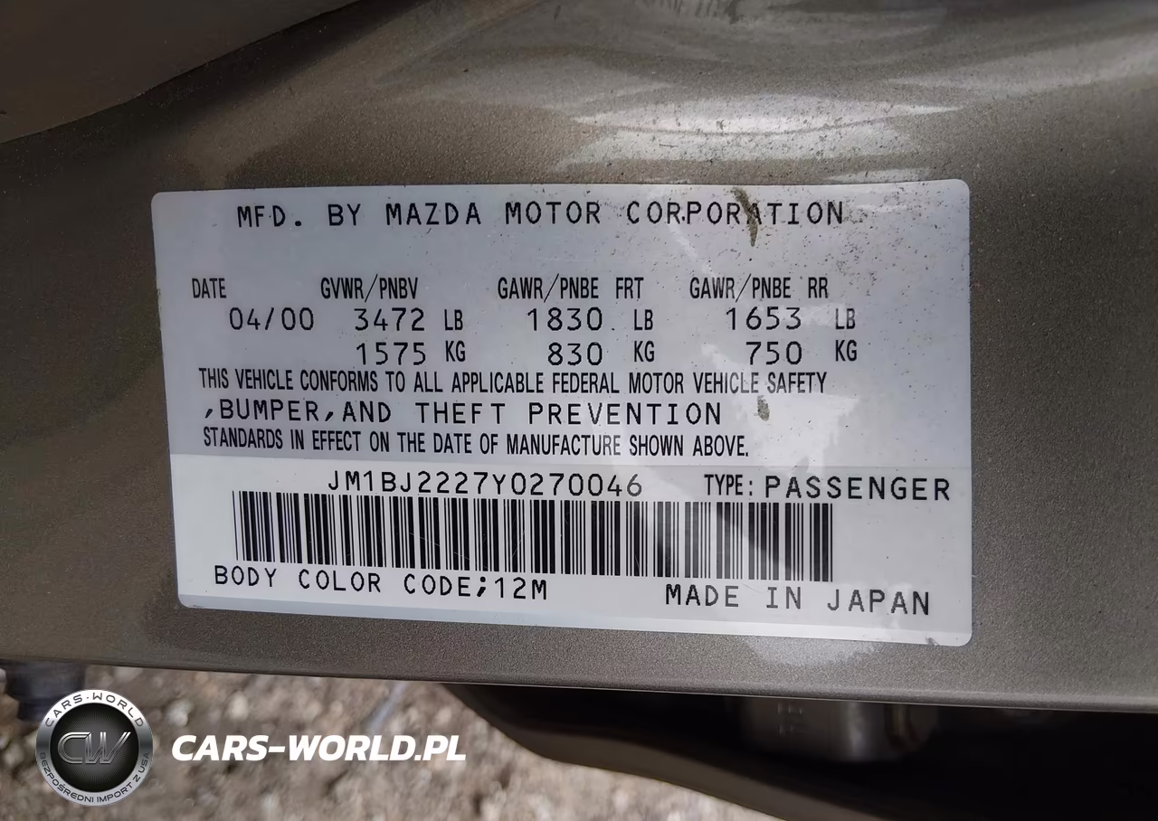 2000 Mazda Protege Dx-Lx VIN:JM1BJ2227Y0270046 - 9
