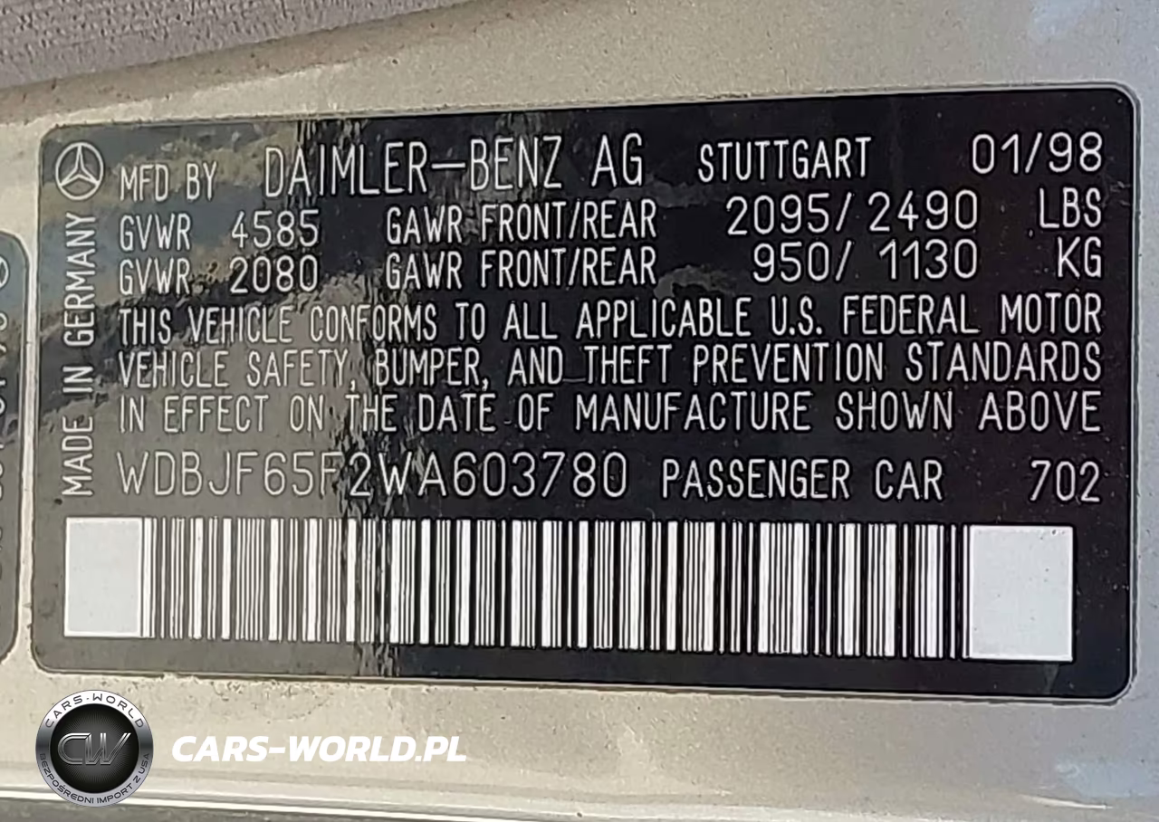 1998 Mercedes-Benz E 320 VIN:WDBJF65F2WA603780 - 9