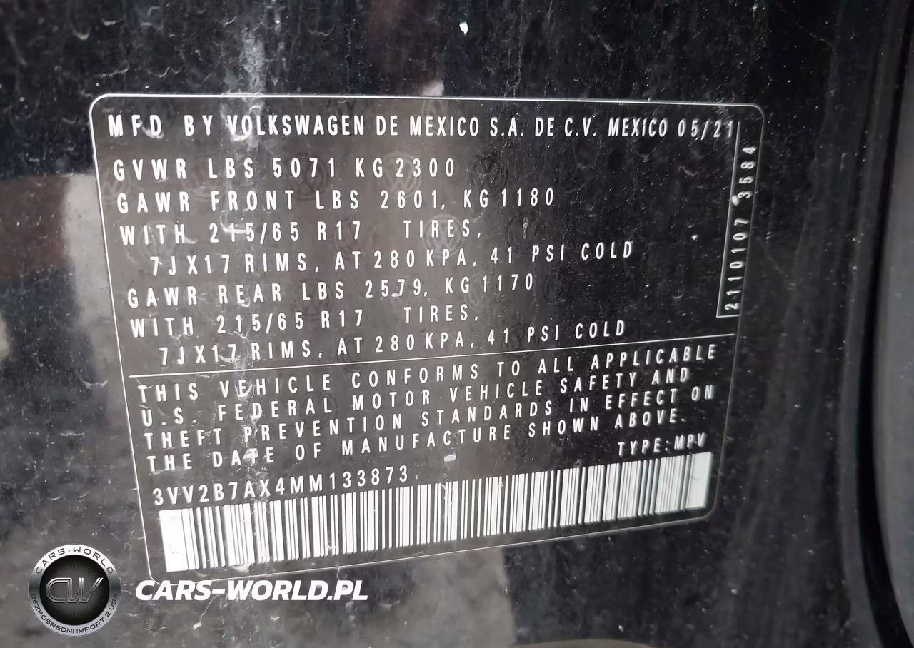 2021 Volkswagen Tiguan 2.0T Se-2.0T Se R-Line Black-2.0T Sel VIN:3VV2B7AX4MM133873 - 9
