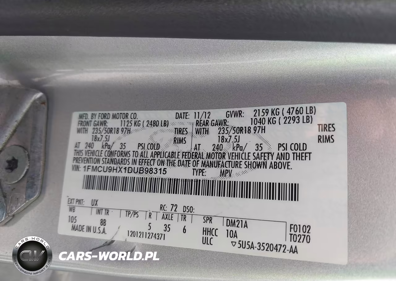 2013 Ford Escape Sel VIN:1FMCU9HX1DUB98315 - 9