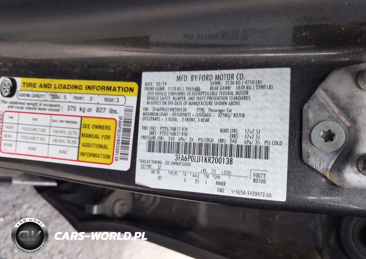 2019 Ford Fusion Hybrid Se VIN:3FA6P0LU1KR200138 - 9