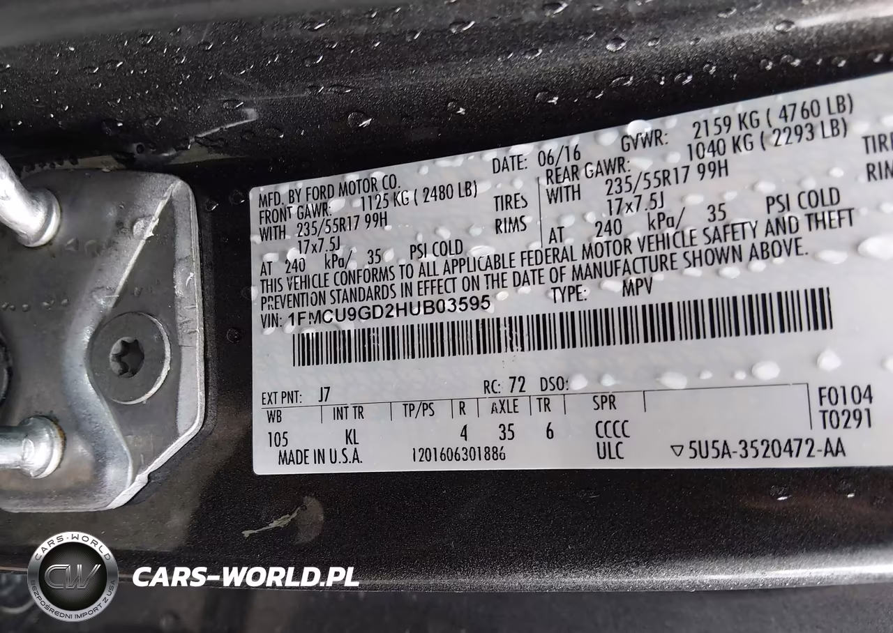 2017 Ford Escape Se VIN:1FMCU9GD2HUB03595 - 9