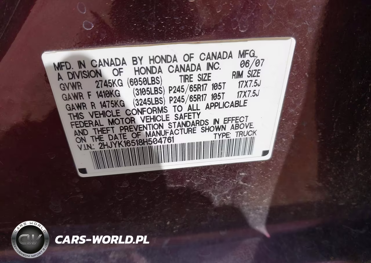 2008 Honda Ridgeline Rtl VIN:2HJYK16518H504761 - 9
