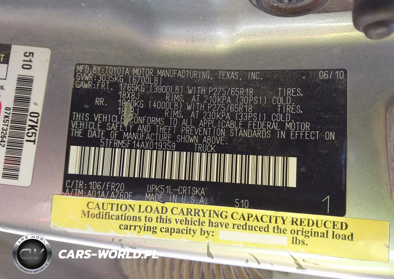 2010 Toyota Tundra Grade 4.6L V8 VIN:5TFRM5F14AX019359 - 9