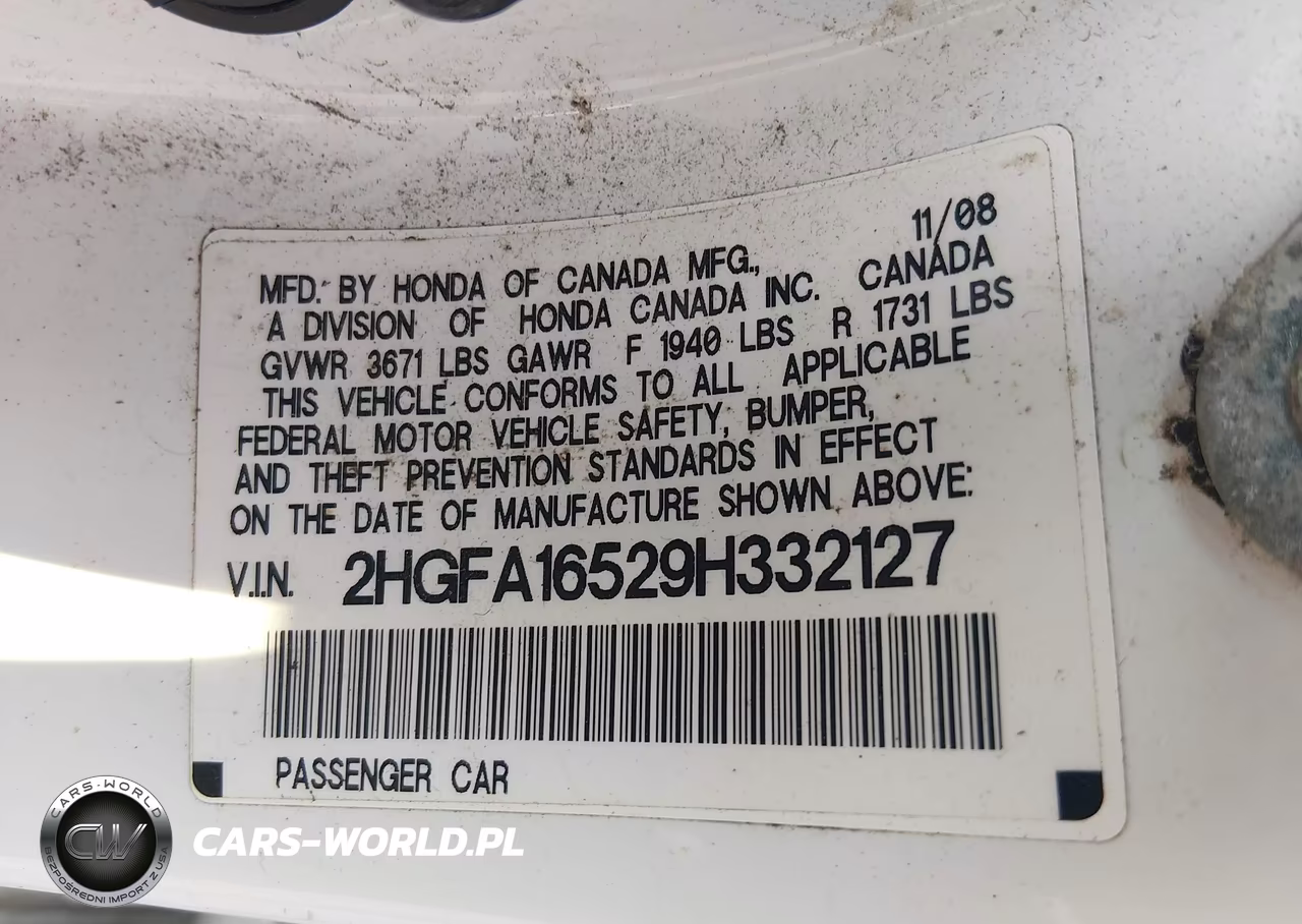 2009 Honda Civic Lx VIN:2HGFA16529H332127 - 9
