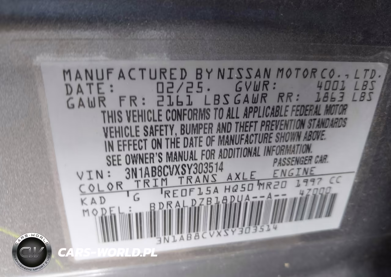 2025 Nissan Sentra Sv VIN:3N1AB8CVXSY303514 - 9