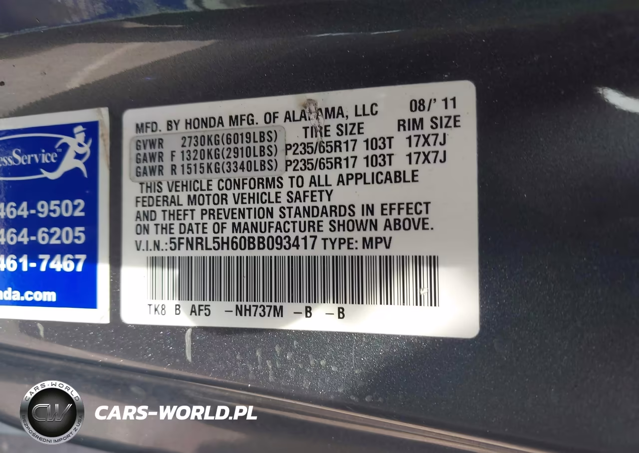 2011 Honda Odyssey Ex-L VIN:5FNRL5H60BB093417 - 9