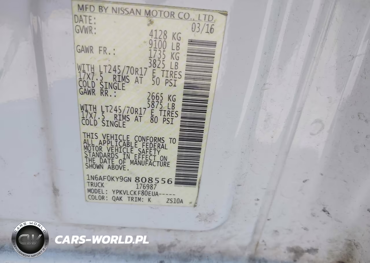 2016 Nissan Nv Cargo Nv2500 Hd S V8 VIN:1N6AF0KY9GN808556 - 9