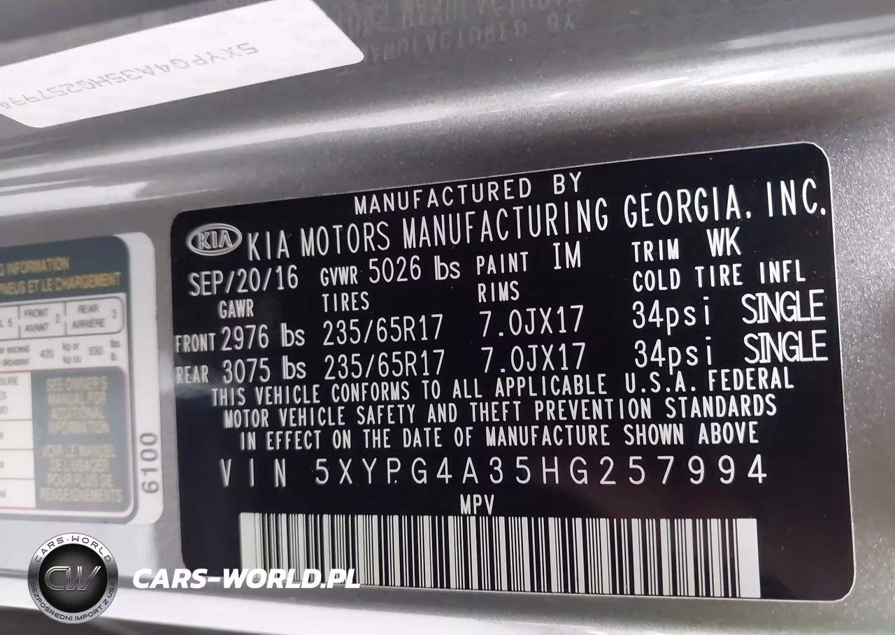 2017 Kia Sorento 2.4L Lx VIN:5XYPG4A35HG257994 - 9